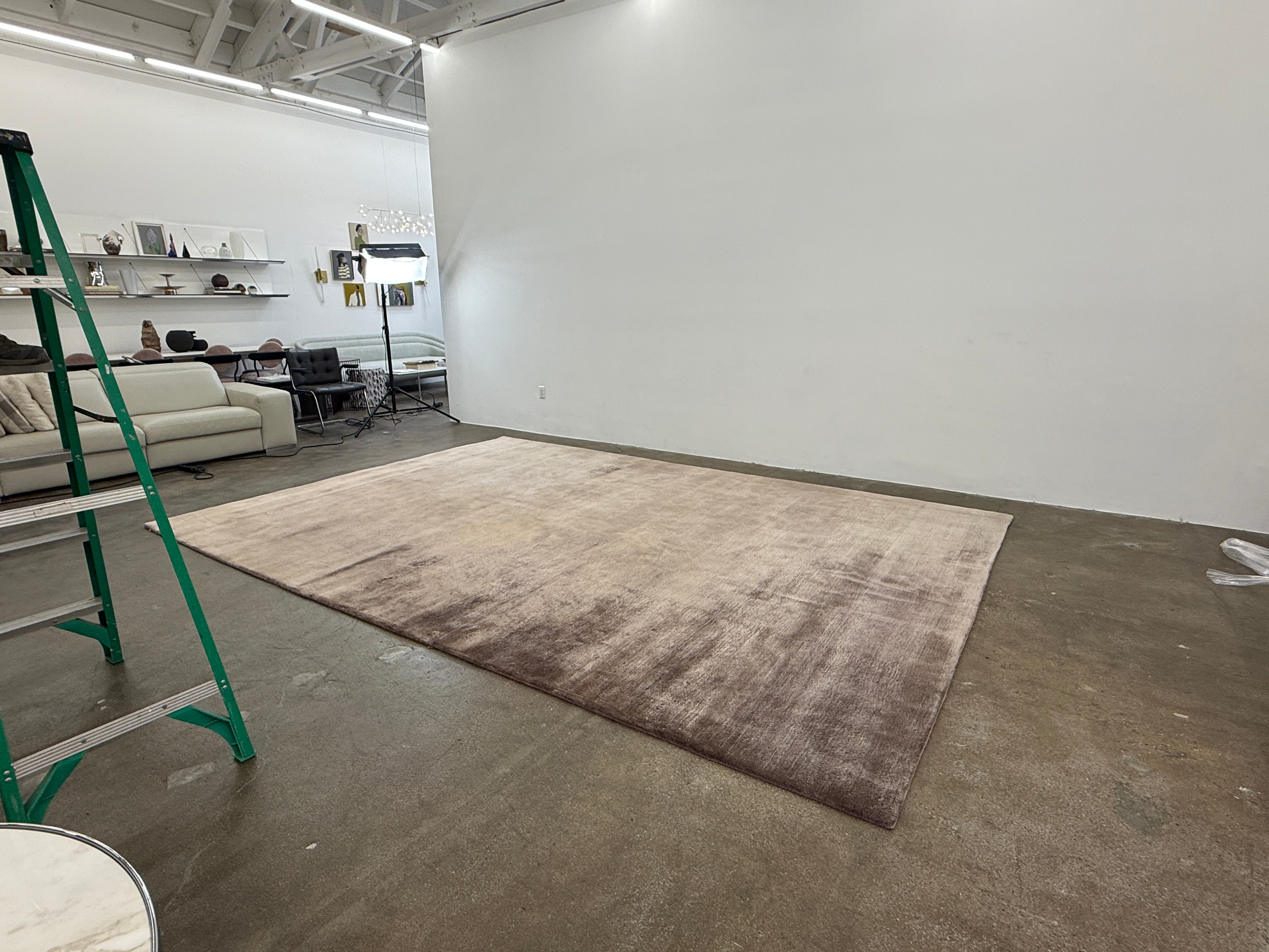 The Rug Company Mohair Rug 9' x 12' is a rectangular, grey gradient hand-knotted rug with a subtly uneven surface, shown laid flat on a white background.