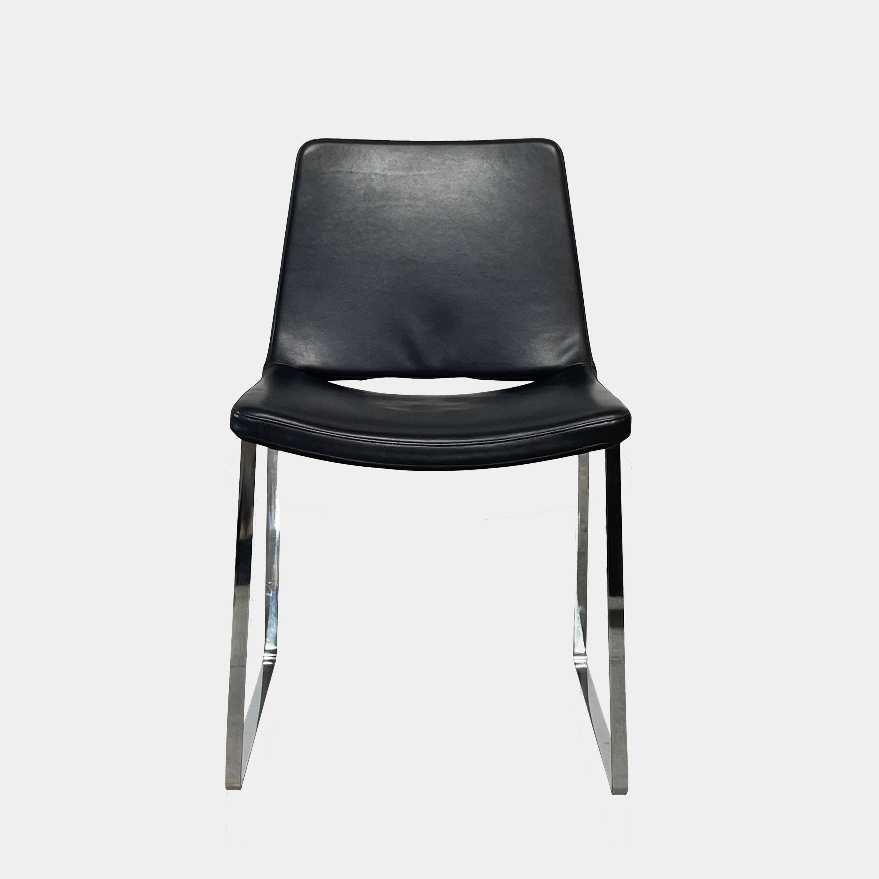 Five black B&B Italia Metropolitan dining chairs designed by Jeffrey Bernett, arranged in a row on a white background.