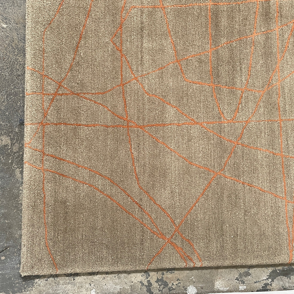 Wire Beige and Orange 9'X12' Wool Rug, Rug - Modern Resale