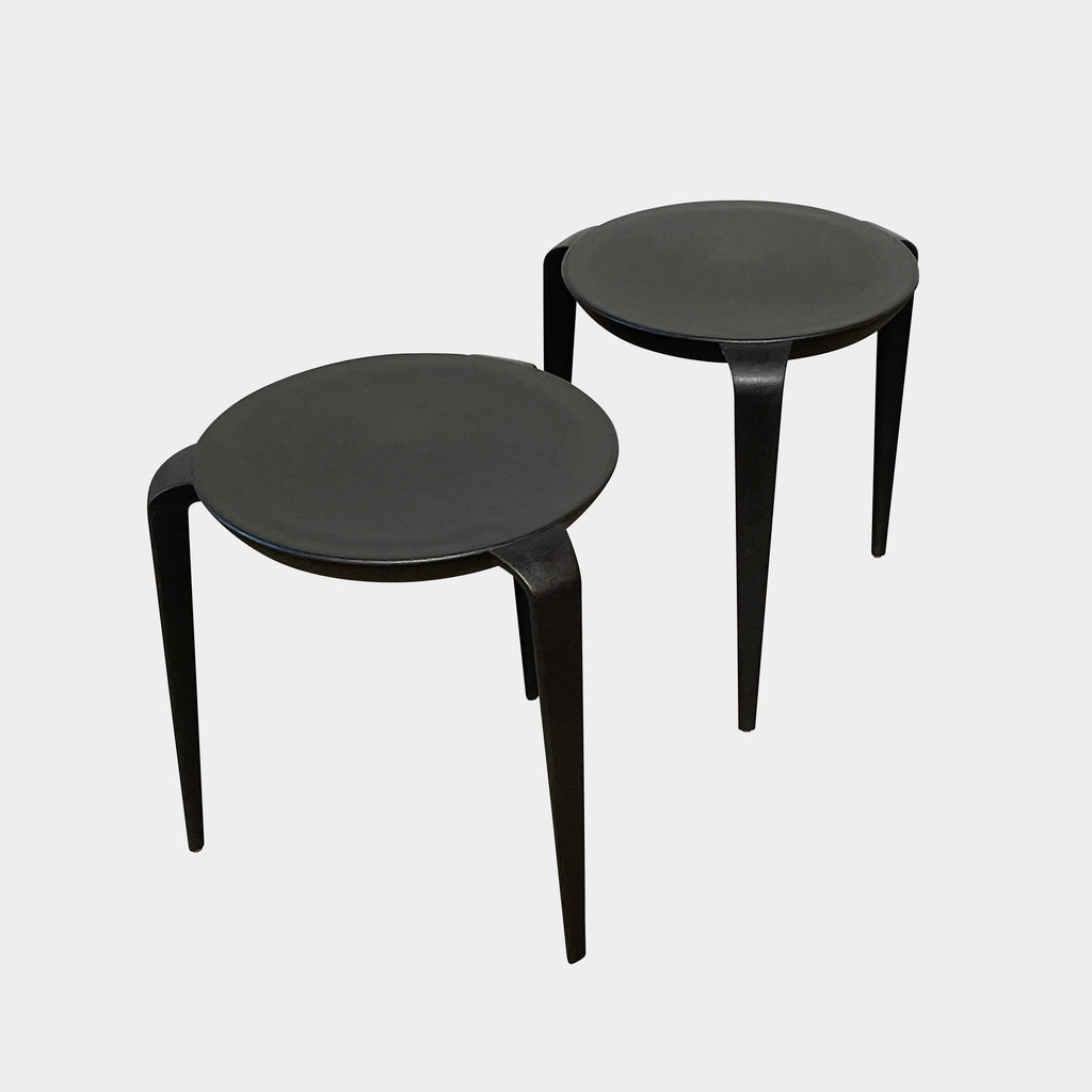 Two Heller Tavollini Accent Tables, suitable for both indoor and outdoor use, showcased on a clean white background.