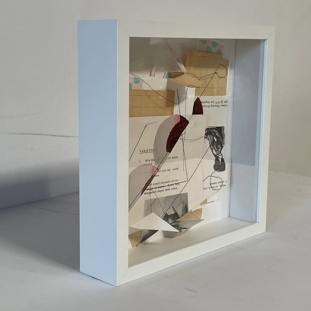A white frame with Collage: Untitled 4 by Allison Caesar in it.