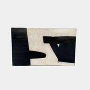 Painting: Untitled by Scott Kerr from Artist is a contemporary mixed media piece with bold black geometric shapes and sharp angles on a textured off-white background, creating striking contrast and modern appeal.