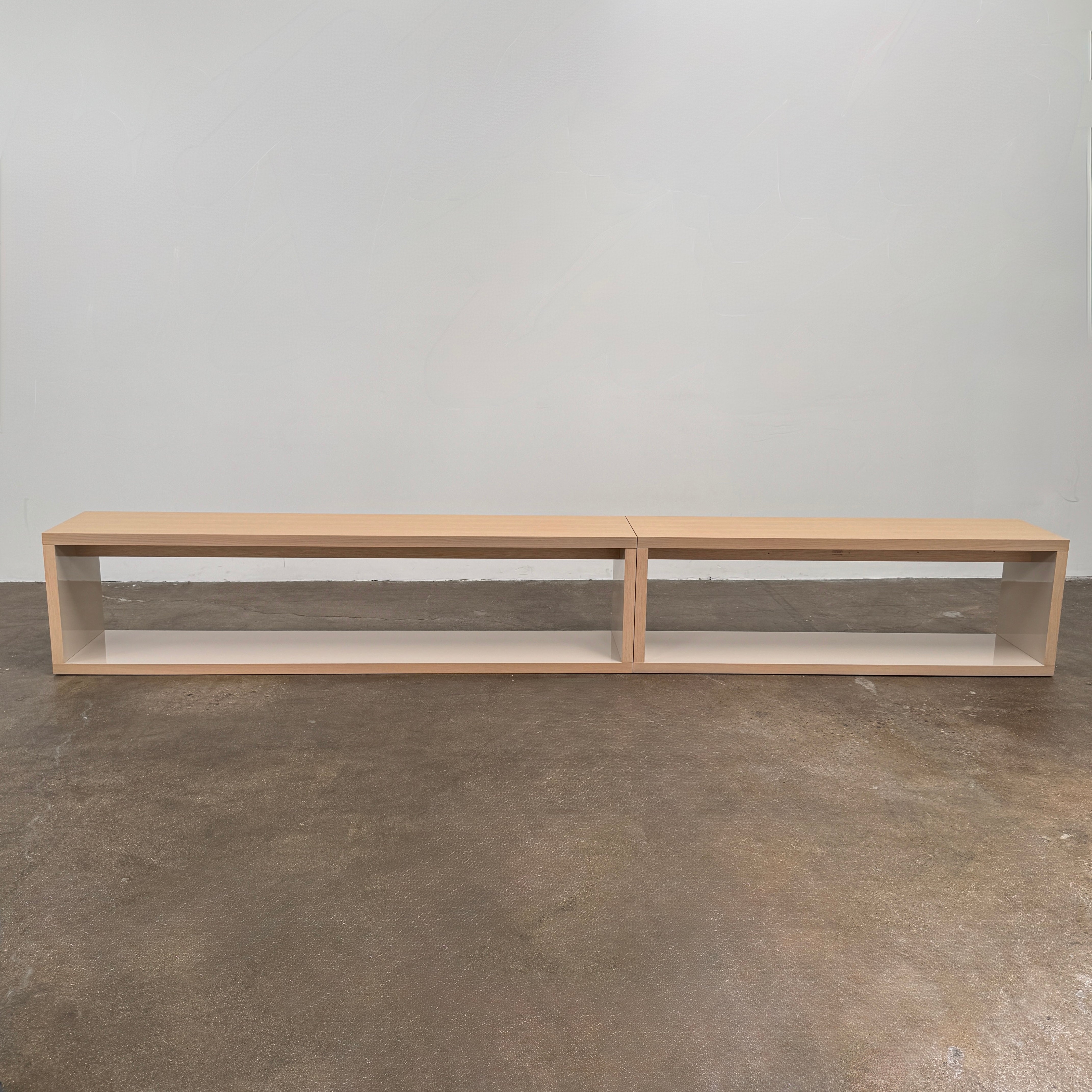 B&B Italia Frank Low Console by B&B Italia, a rectangular wooden shelf with open front and back in a minimalist design, displayed against a plain white background.