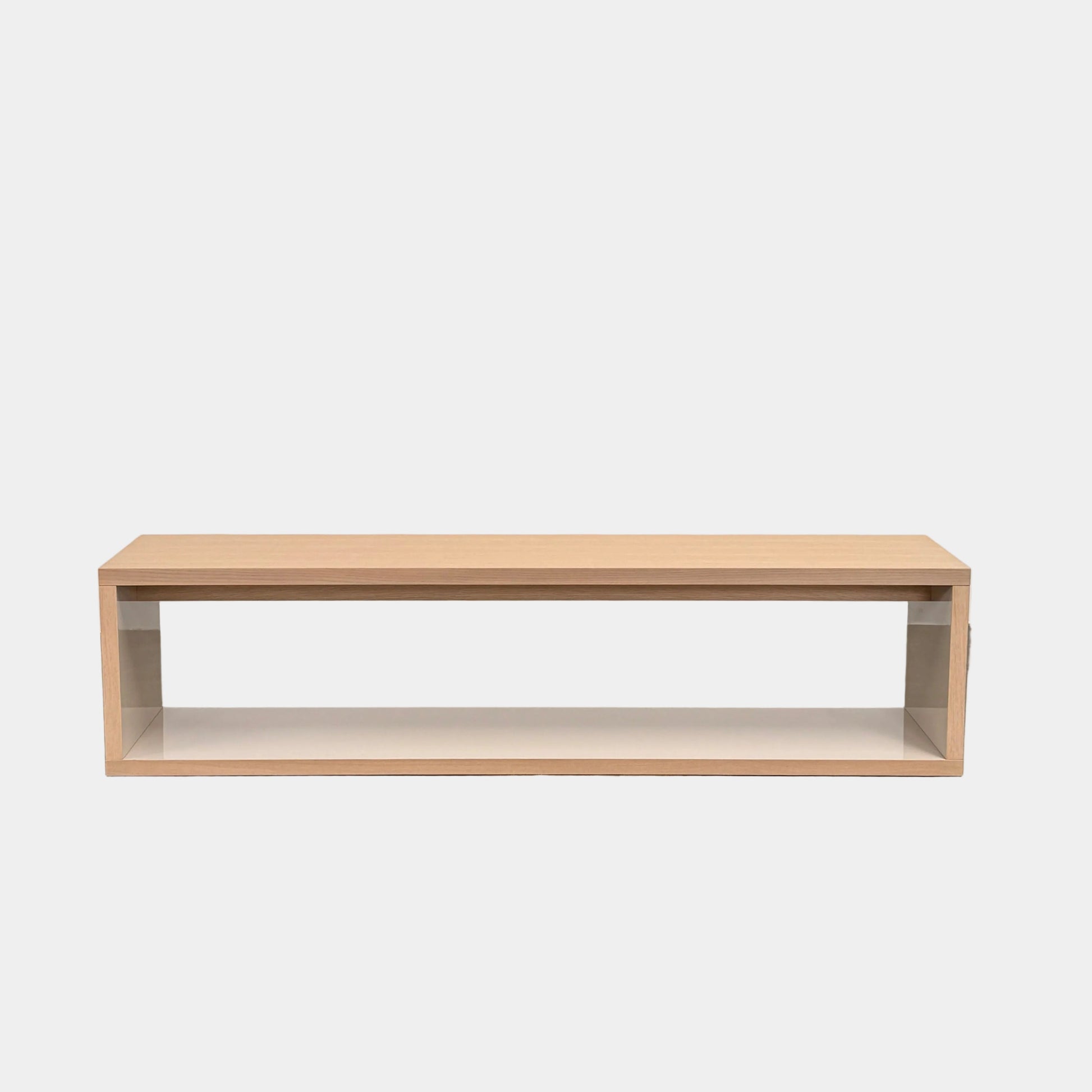 B&B Italia Frank Low Console by B&B Italia, a rectangular wooden shelf with open front and back in a minimalist design, displayed against a plain white background.