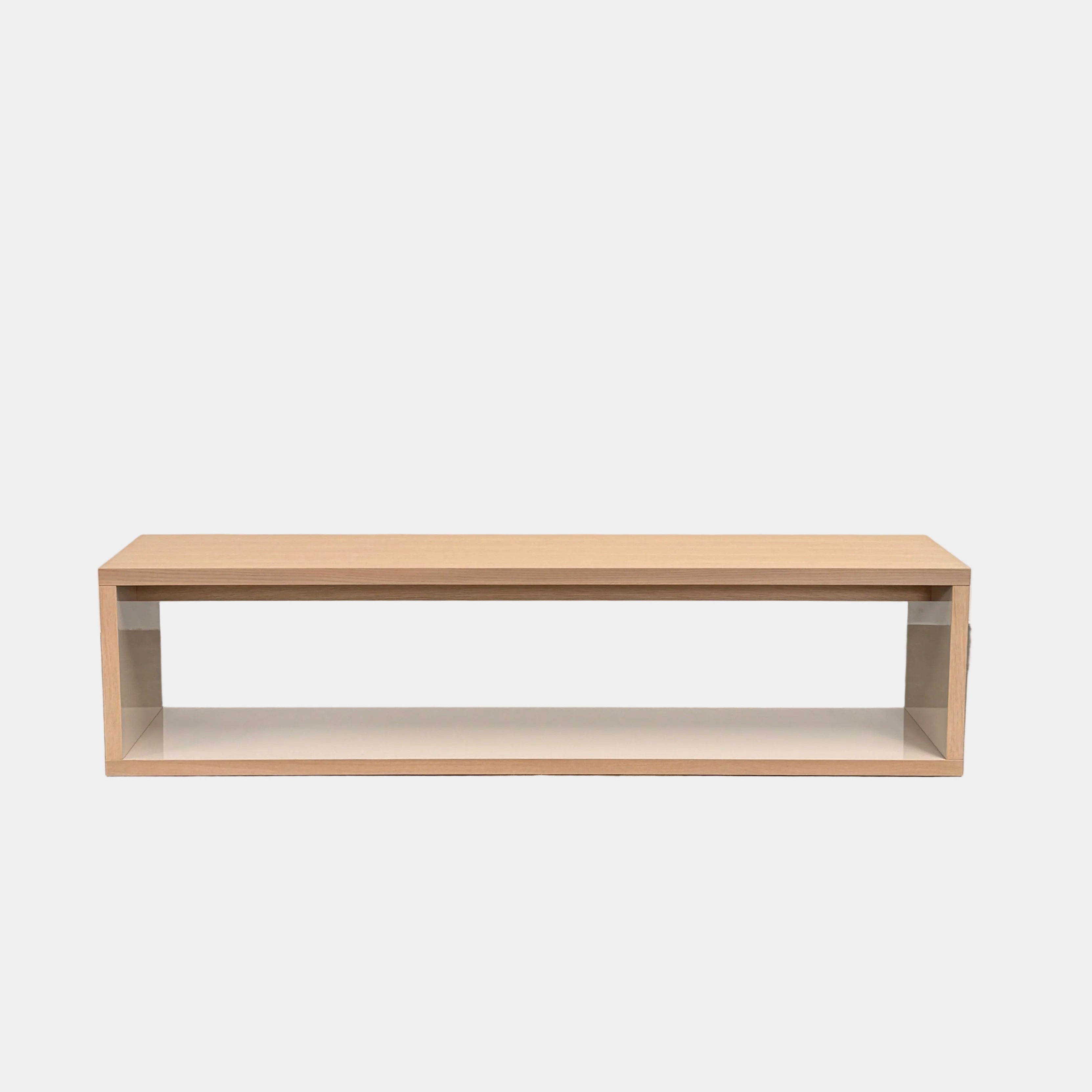 B&B Italia Frank Low Console by B&B Italia, a rectangular wooden shelf with open front and back in a minimalist design, displayed against a plain white background.