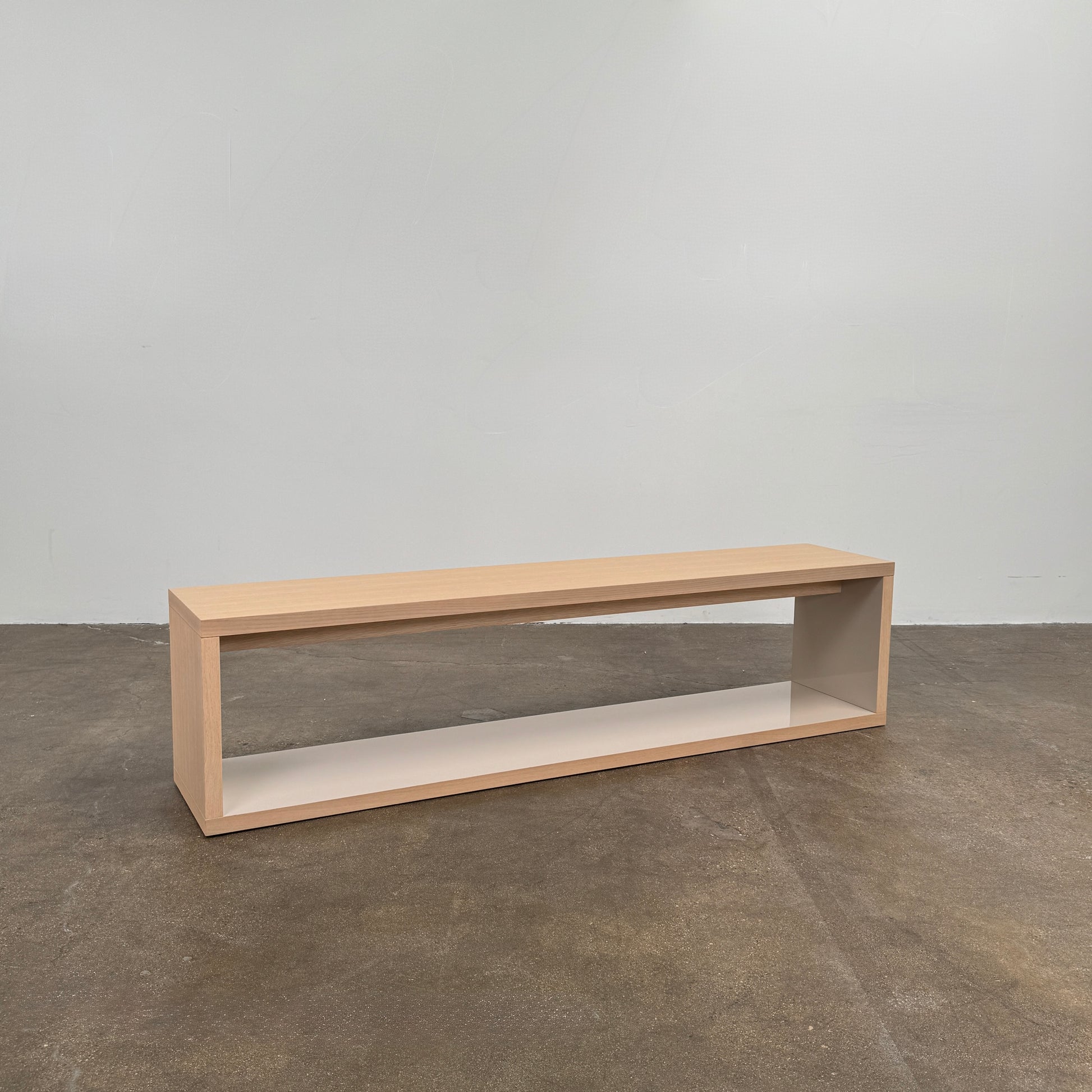 B&B Italia Frank Low Console by B&B Italia, a rectangular wooden shelf with open front and back in a minimalist design, displayed against a plain white background.