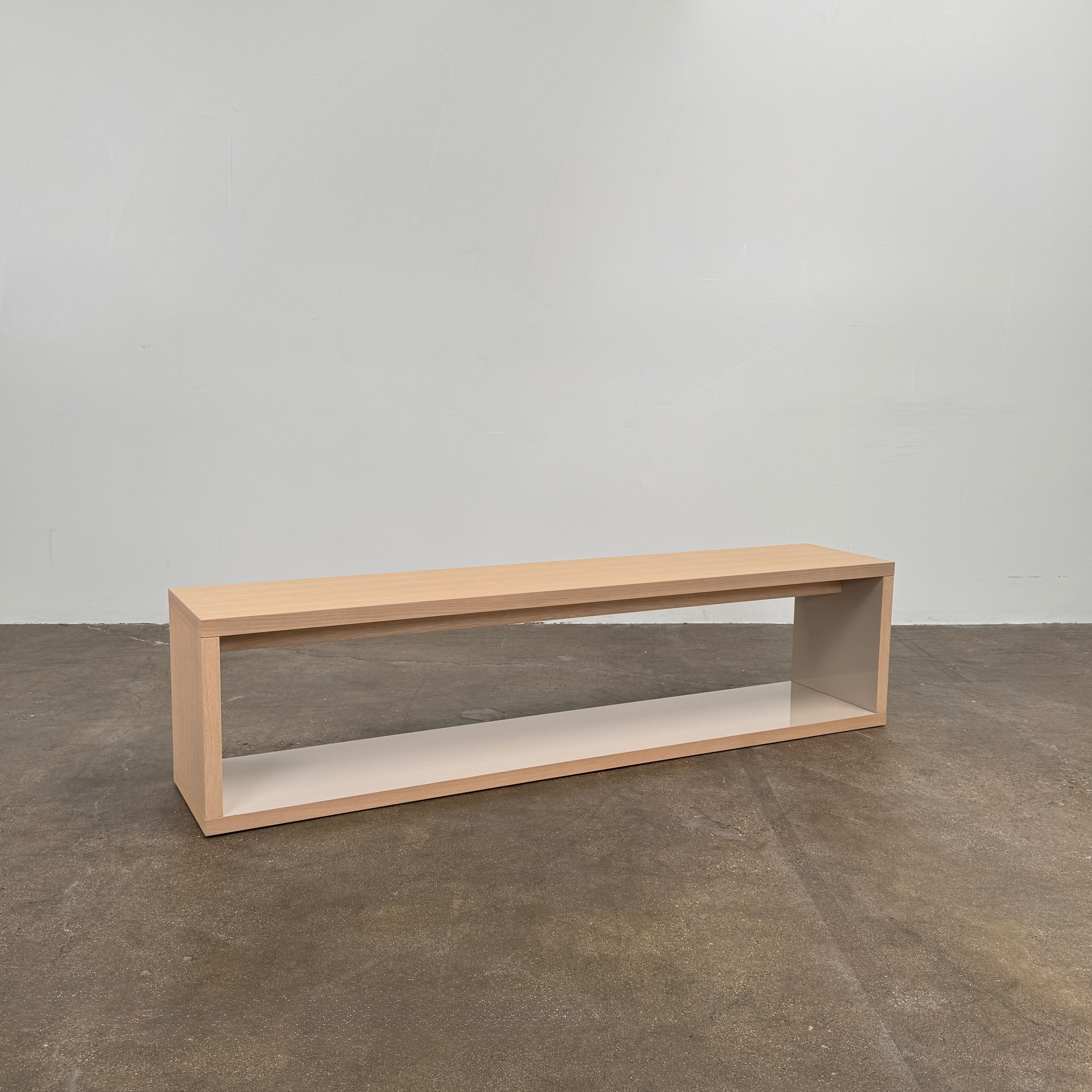 B&B Italia Frank Low Console by B&B Italia, a rectangular wooden shelf with open front and back in a minimalist design, displayed against a plain white background.