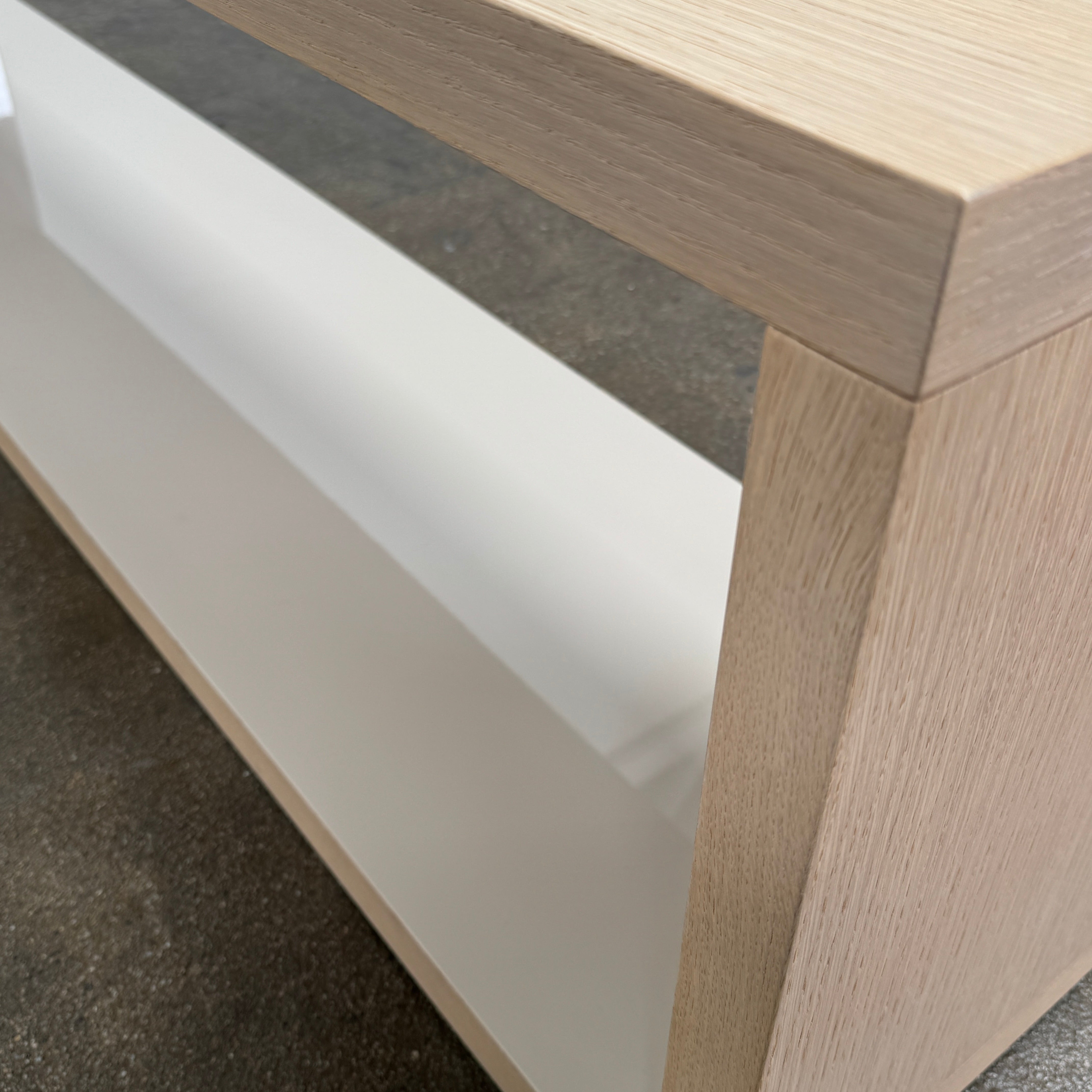 B&B Italia Frank Low Console by B&B Italia, a rectangular wooden shelf with open front and back in a minimalist design, displayed against a plain white background.
