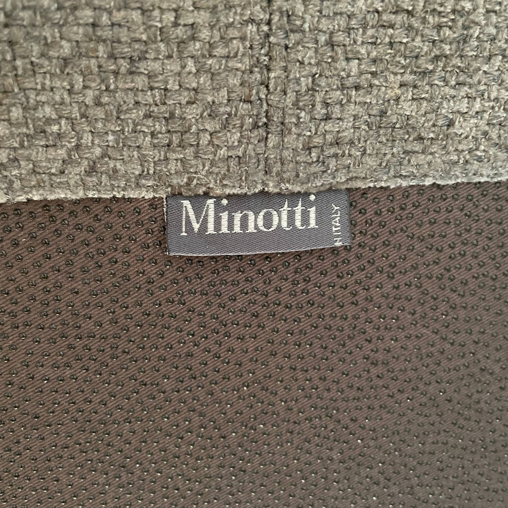 A Minotti Powell Sectional Sofa with a comfortable label on it.