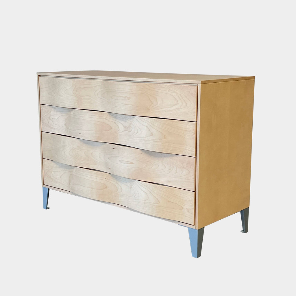 An Acerbis Blonde Wavy Wood Dresser on a white background.