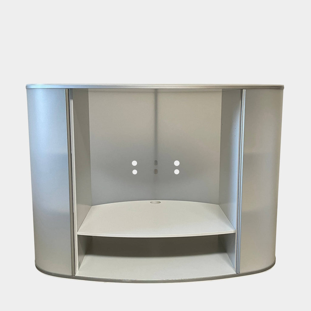 A Pastoe A'dame Media Console featuring shelves, perfect for storage, set against a clean white background.