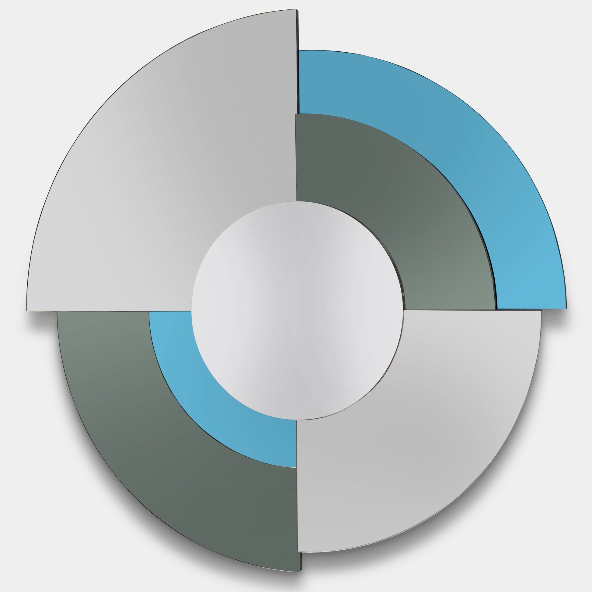 The Roche Bobois Merlin Mirror - Smoked gray / Blue features round geometric segments, making it a striking statement wall mirror from Roche Bobois.