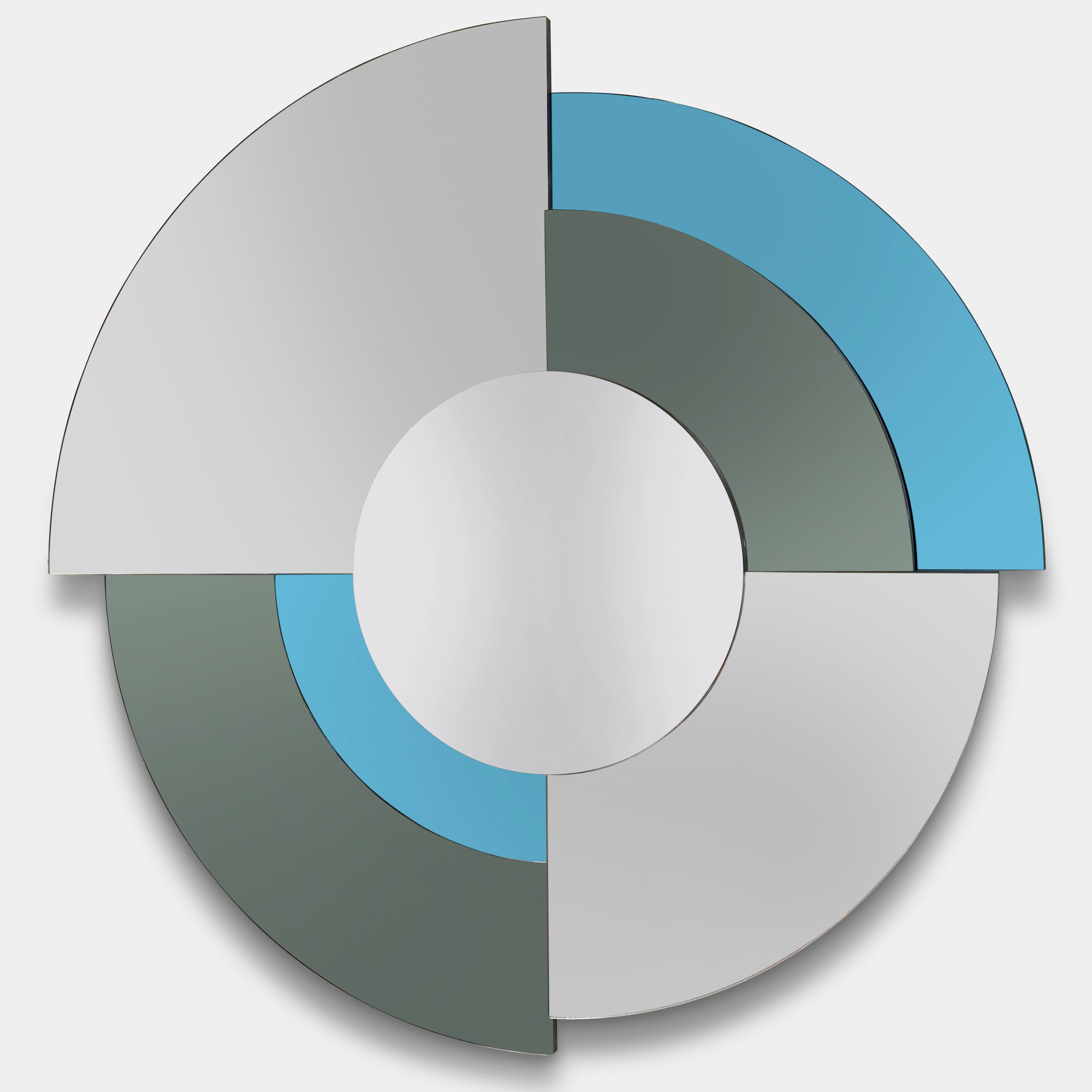 The Roche Bobois Merlin Mirror - Smoked gray / Blue features round geometric segments, making it a striking statement wall mirror from Roche Bobois.