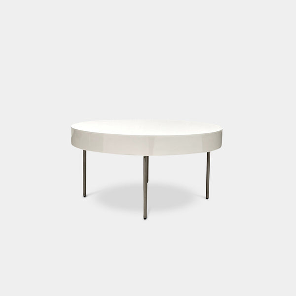 【最終値下げ】Lu.Official Sheer Circle Tank 白 Ligne Roset White Lacquer Top Needle Table | Luxury Consignment