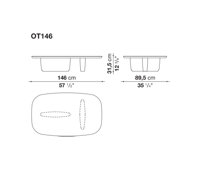 A rectangular black coffee table with asymmetrical supports on a white background, reminiscent of the B&B Italia Tobi-Ishi Outdoor Coffee Table (hold) by B&B Italia.