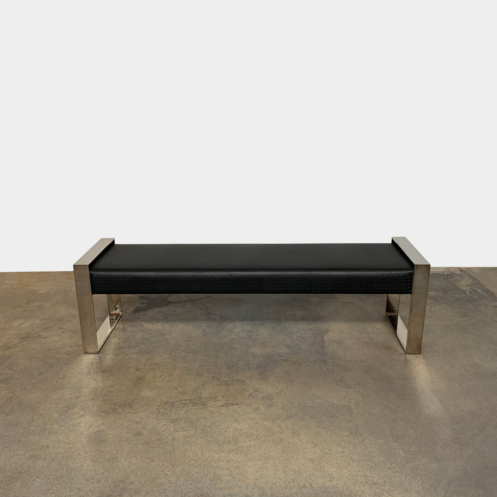 Woven Leather and chrome bench, Benches & Ottomans - Modern Resale