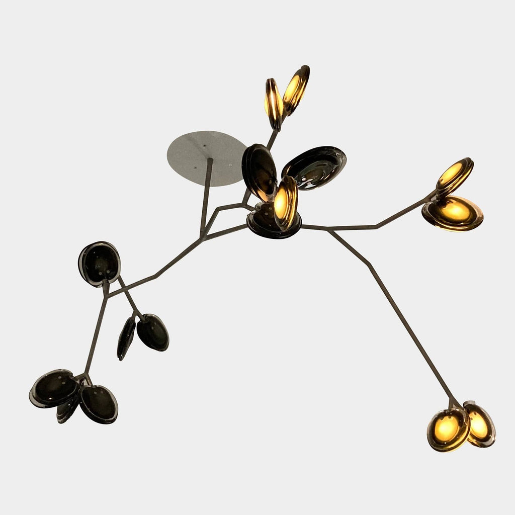 A Bocci Armature Chandelier T16.17aA1 with branches and leaves on it.