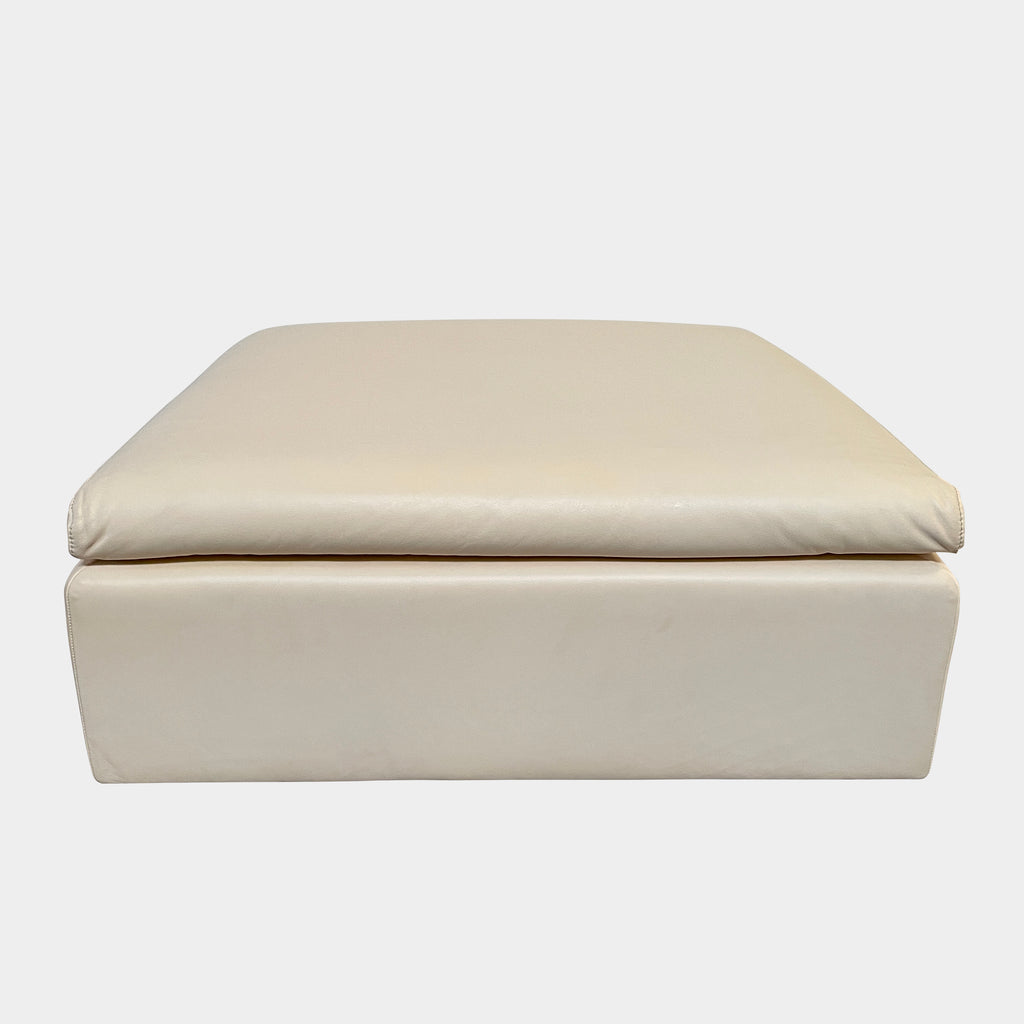 A De Sede Ivory Leather Ottoman on a white background.