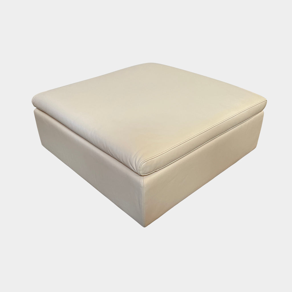 A De Sede Ivory Leather Ottoman on a white background.