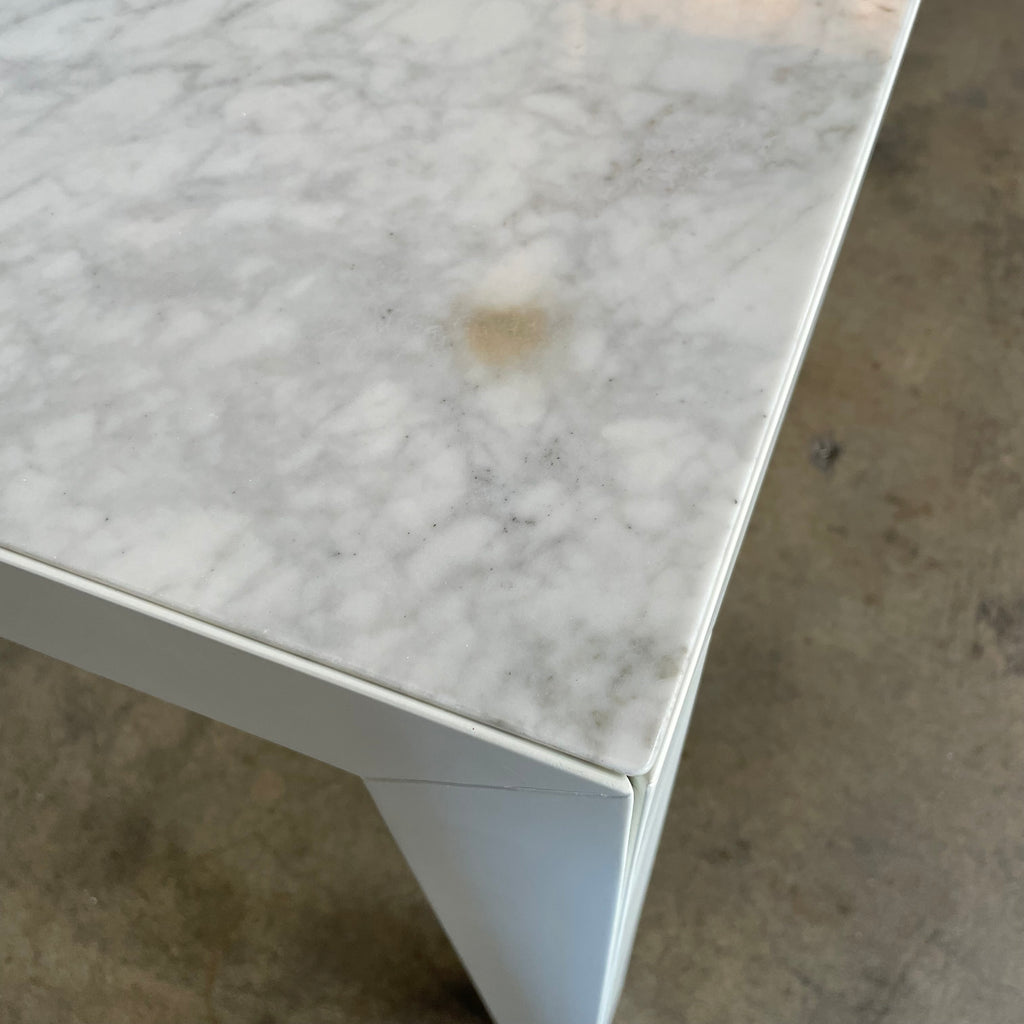 White Table With Carrara Marble Top, Dining Tables - Modern Resale