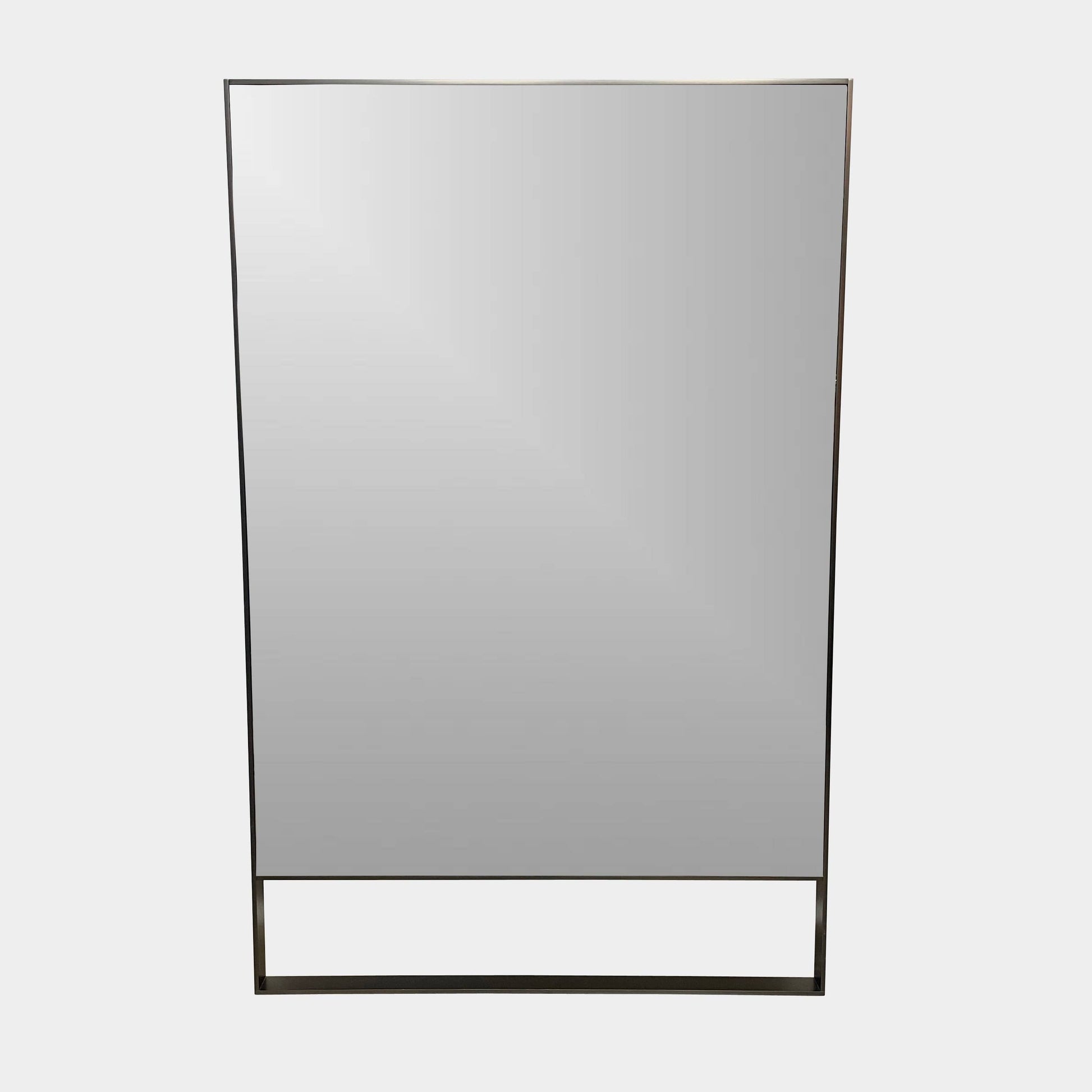 The Maxalto Psiche Leaning Mirror by Maxalto features a large rectangular shape, a slim dark frame, and a minimalist base, shown against a plain white background.