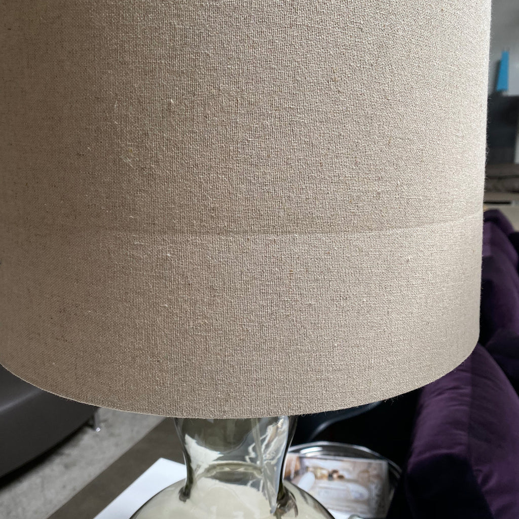 Gray Glass Table Lamps With Natural Linen Shades  (2 in Stock), Table Lamp - Modern Resale