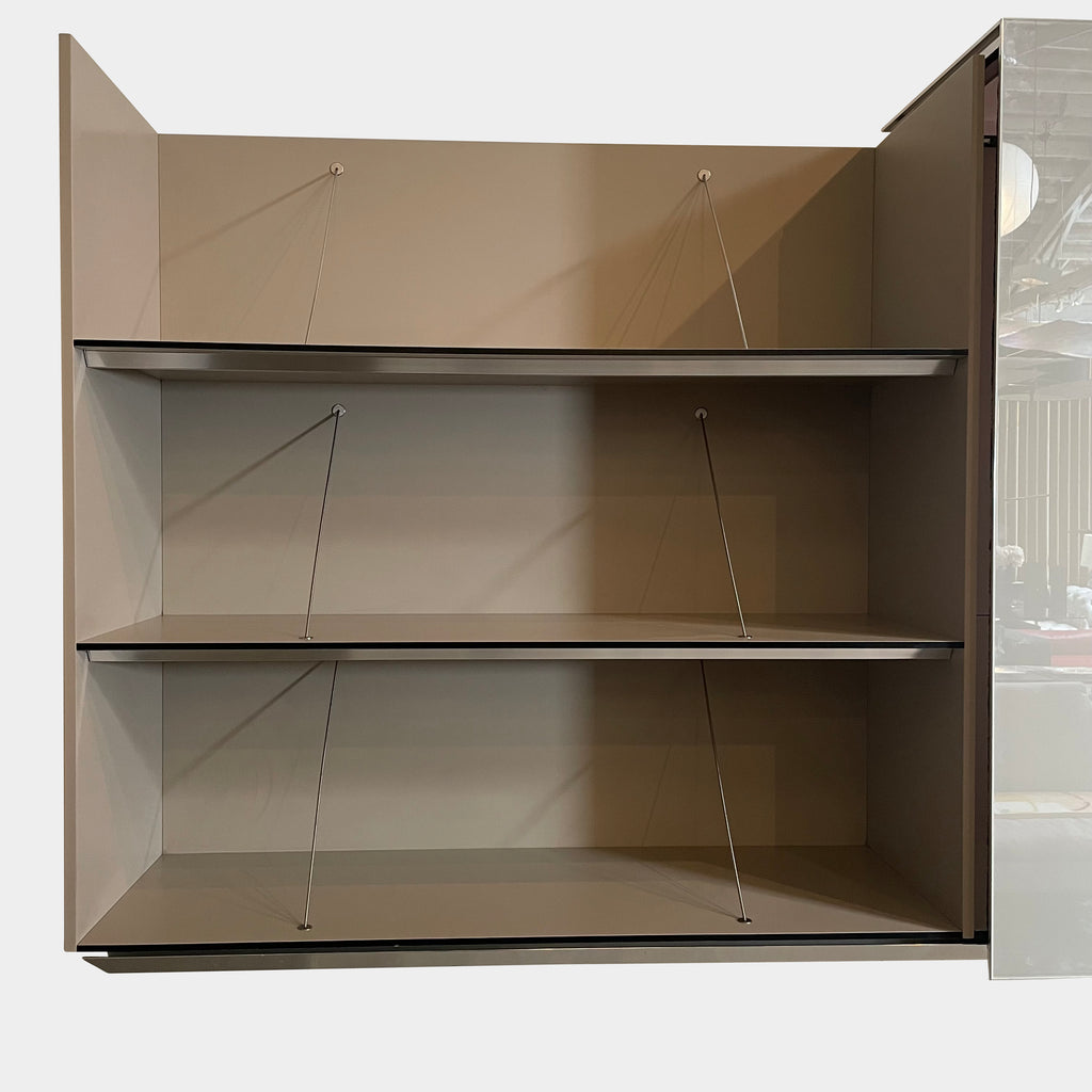 A brown Pab Shelving Unit with Sliding door by B&B Italia, featuring a Deserto finish.