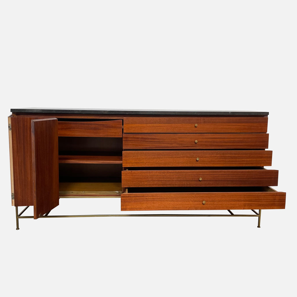 A Paul McCobb Irwin Collection Credenza by Calvin Furniture with marble top.