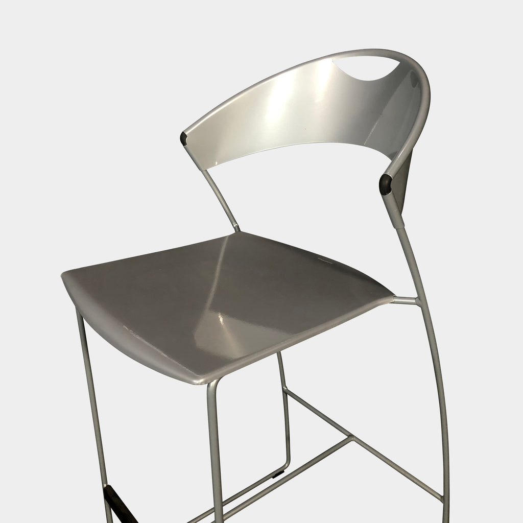 A Silver Juliette Bar Height Stool by Baleri Italia against a white background.