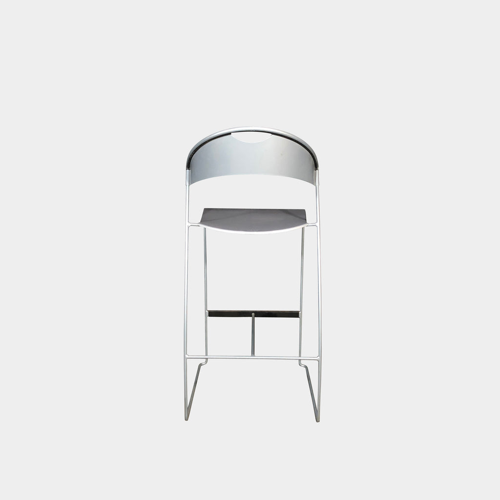 A Silver Juliette Bar Height Stool by Baleri Italia against a white background.