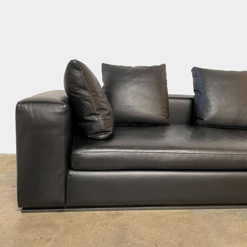 Hamilton Black Leather Sofa, Sofas - Modern Resale