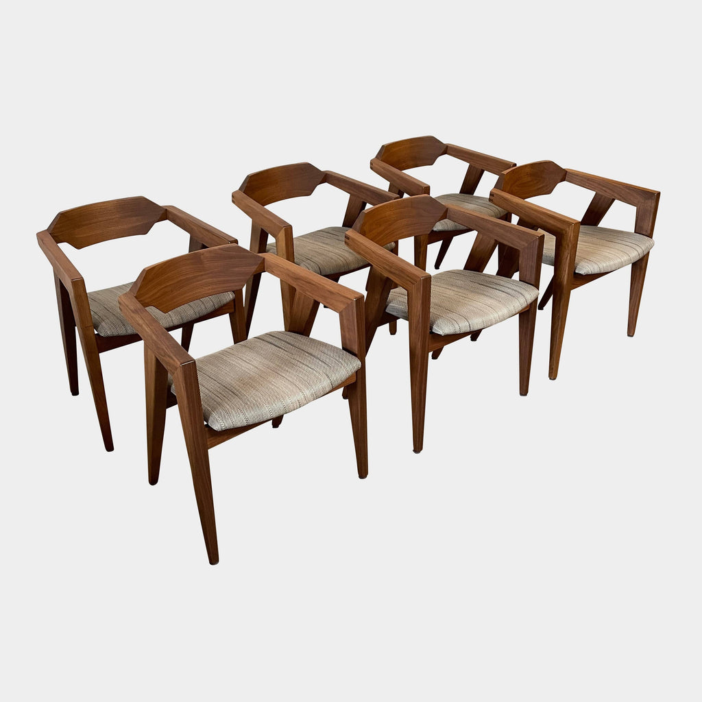 Set of six Angela Adams V2 dining chairs.