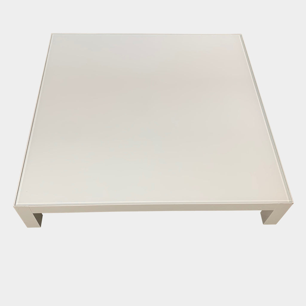 Low White Glass Coffee Table, Coffee Table - Modern Resale