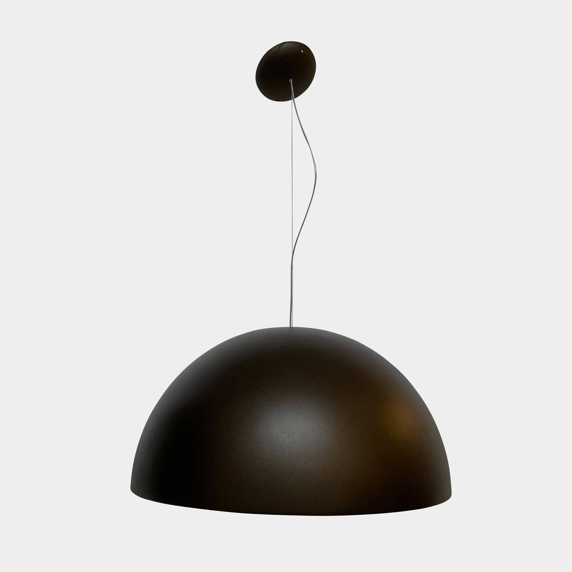 An ornate Flos Skygarden Suspension Light: Matte Rusty Brown pendant light with an interior shade.