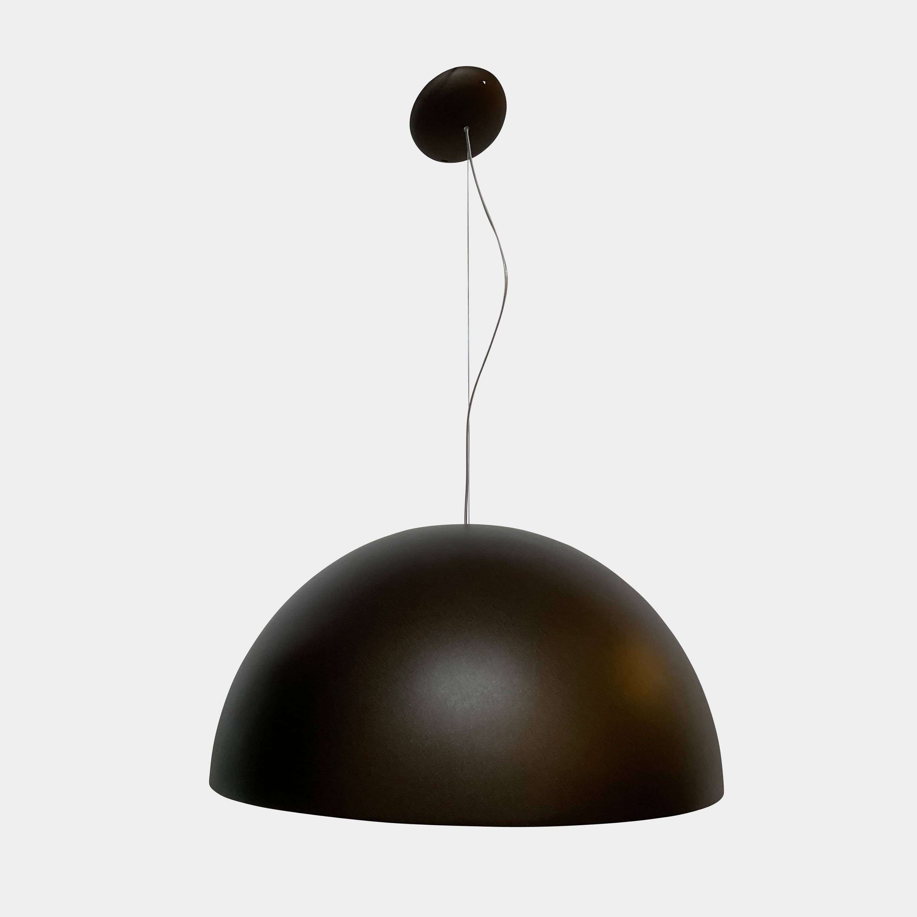 An ornate Flos Skygarden Suspension Light: Matte Rusty Brown pendant light with an interior shade.