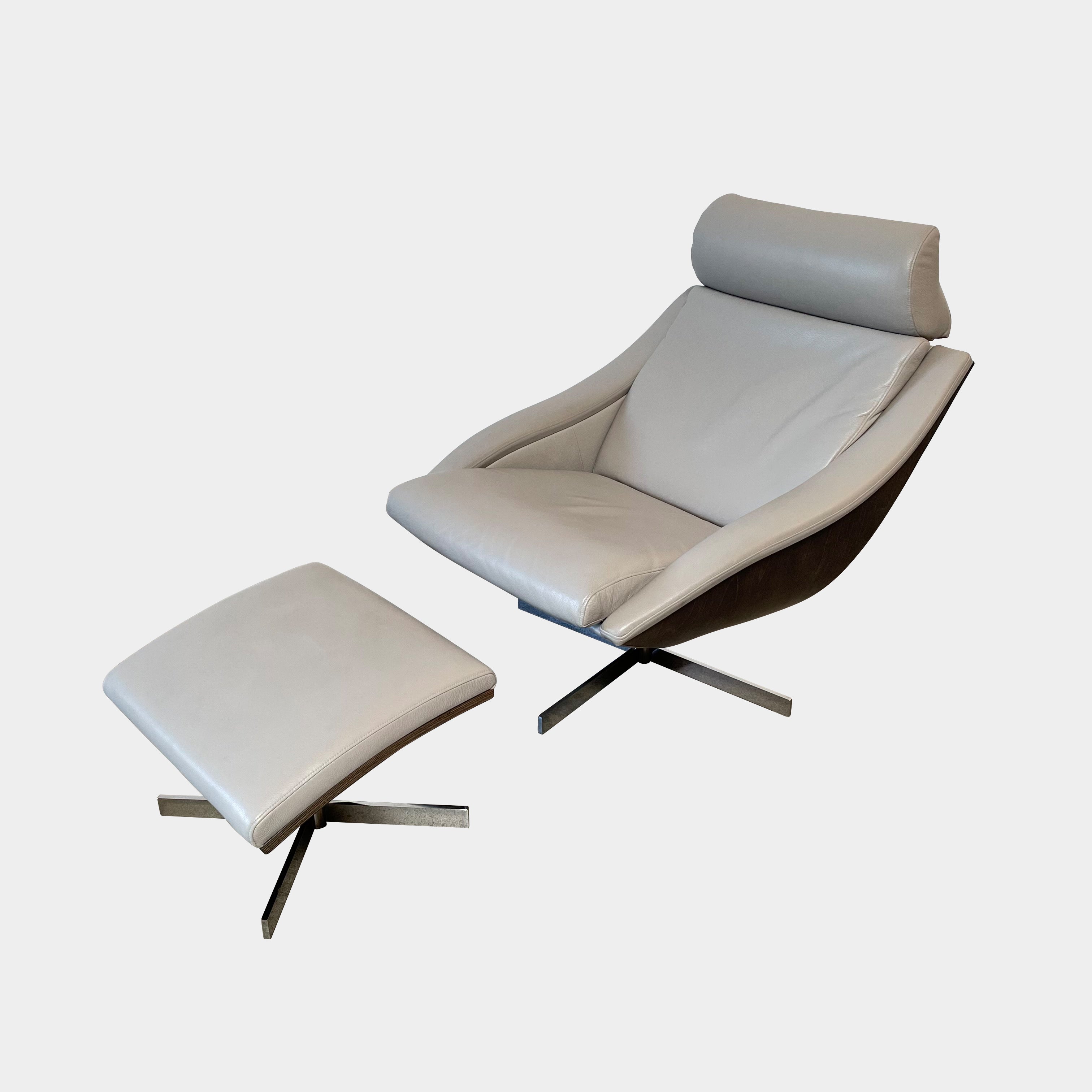 Bakea Swivel Chair with Ottoman, Chair & Ottoman - Modern Resale