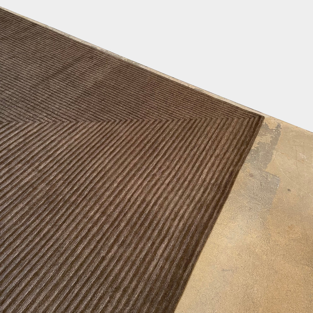A Delinear Canal Squared Chocolate 8'X10' Wool Rug on a white background.