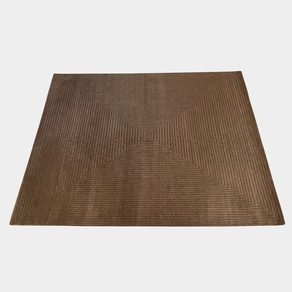 A Delinear Canal Squared Chocolate 8'X10' Wool Rug on a white background.