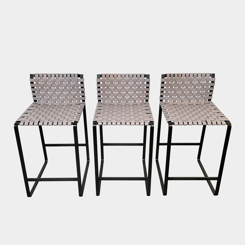 Low Woven Back Counter Stool Set, Stools - Modern Resale