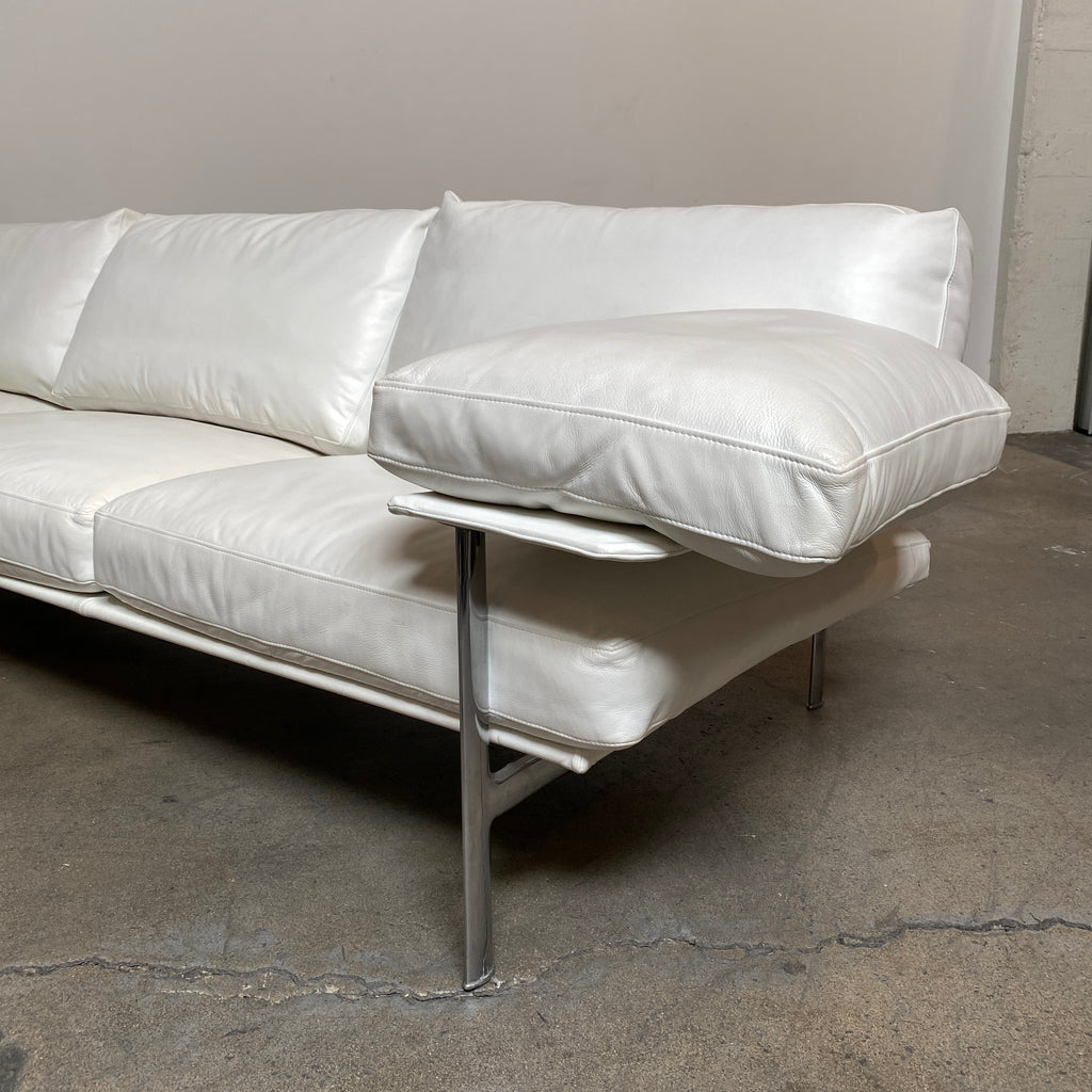 Diesis White Leather Sofa, Sofa - Modern Resale