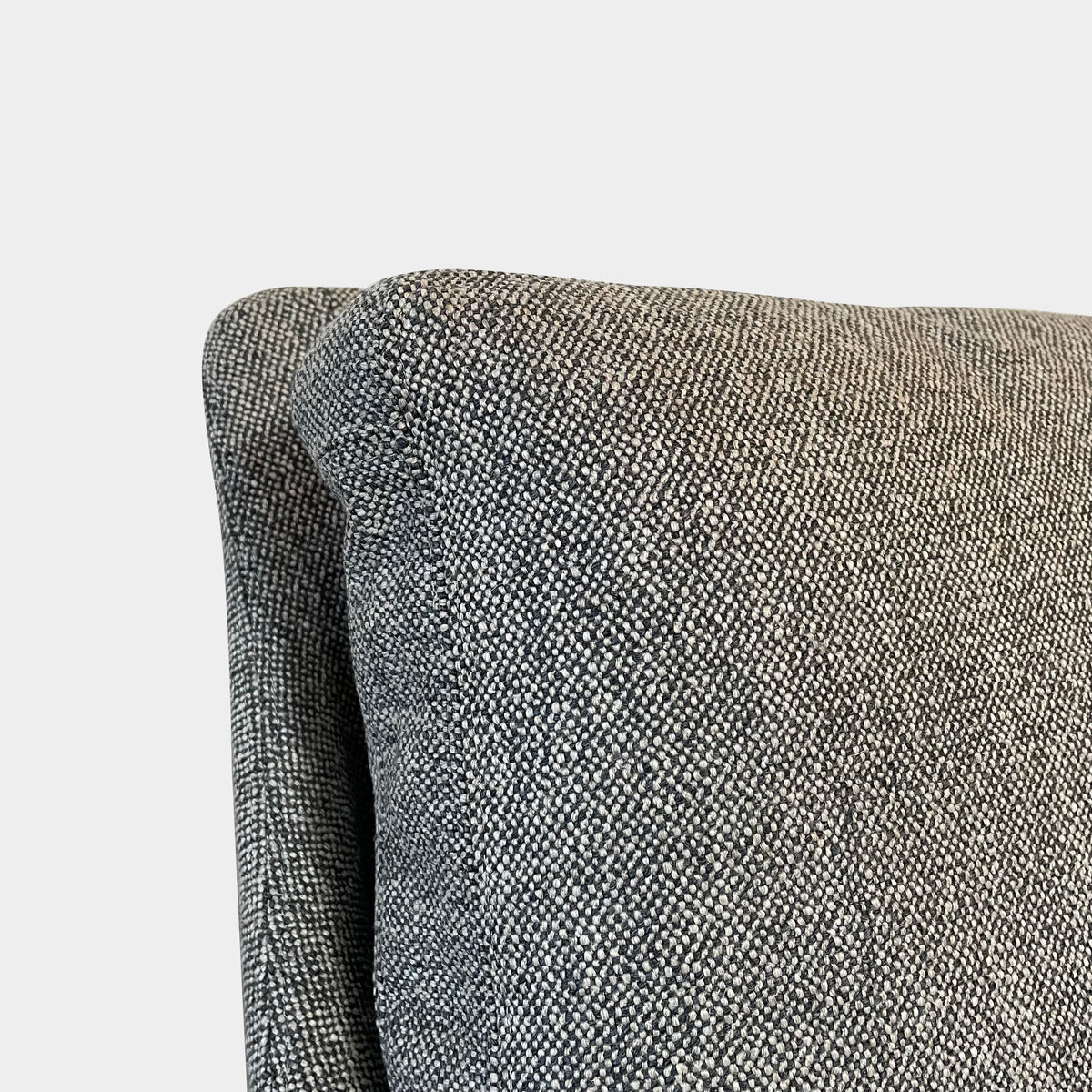 Flexform Boss armchair and ottoman set, upholstered in gray fabric, against a white background.