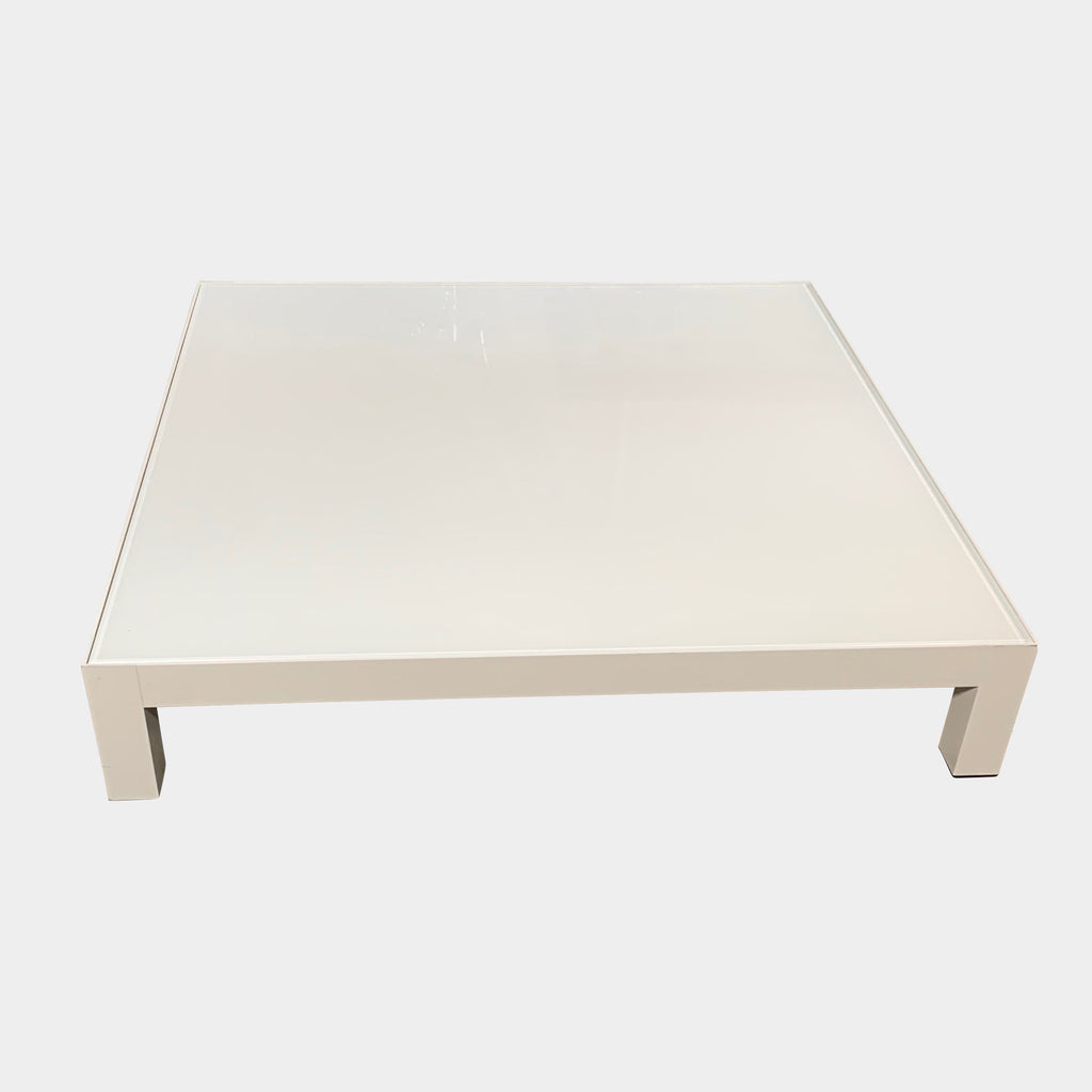 Low White Glass Coffee Table, Coffee Table - Modern Resale