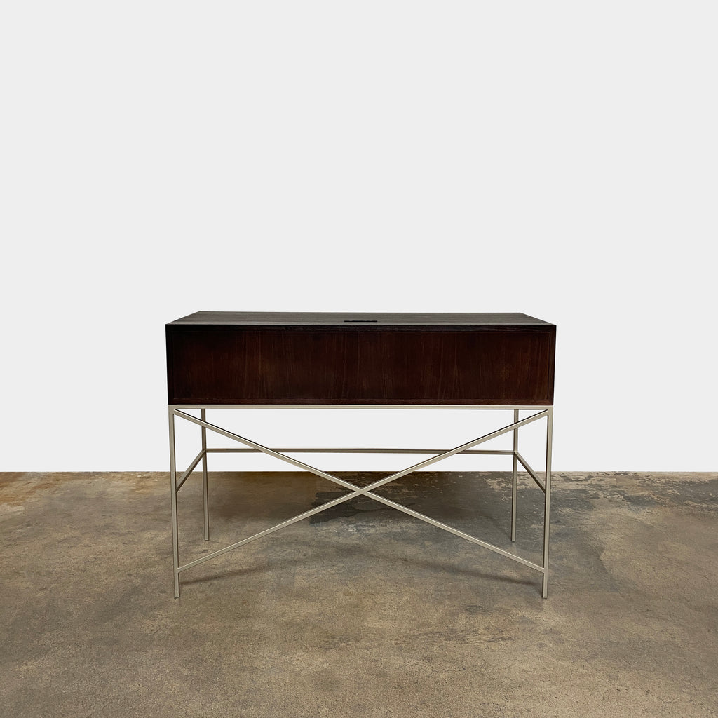 A Maxalto Elios Writing Desk with three drawers and a metal frame.