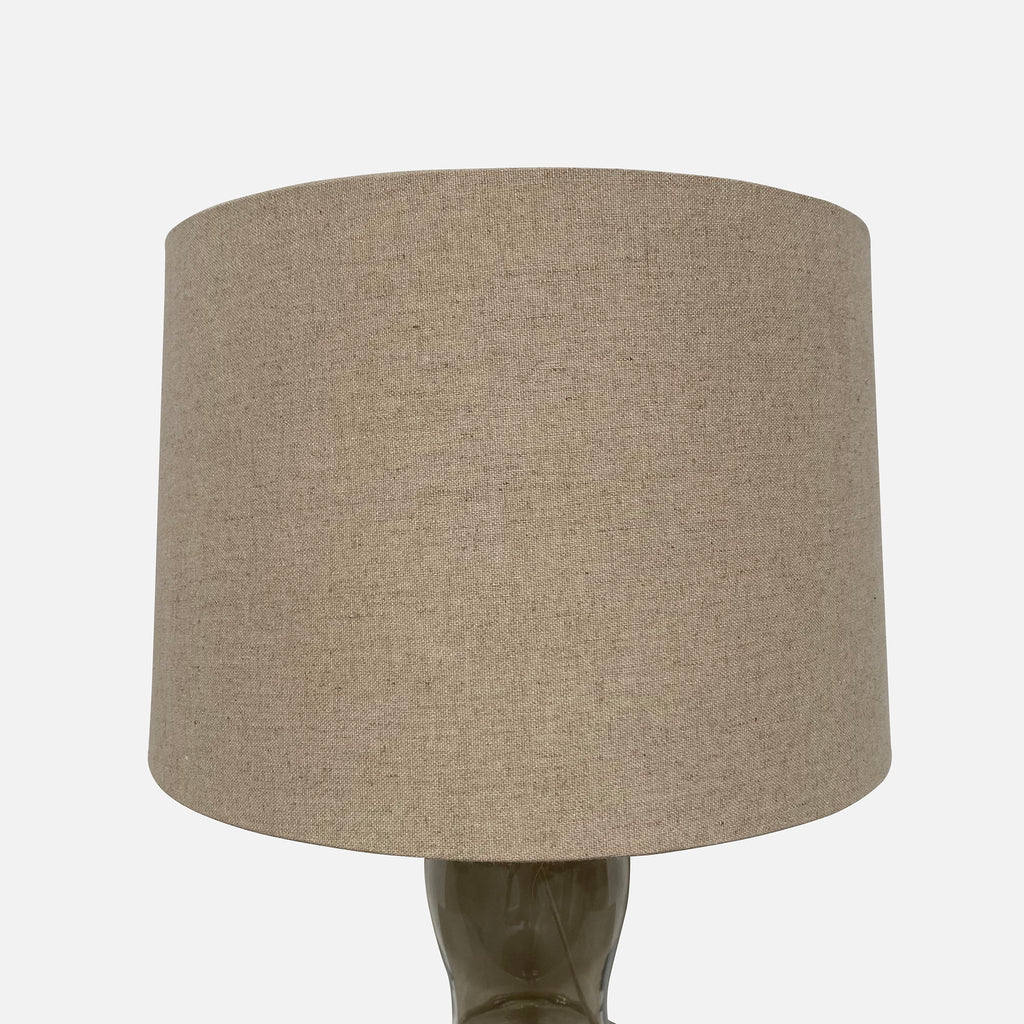 Gray Glass Table Lamps With Natural Linen Shades  (2 in Stock), Table Lamp - Modern Resale
