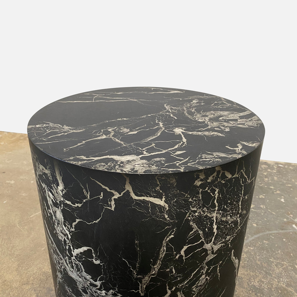 Pedestal/Side Table with Painted Marble Finish, Side Table - Modern Resale