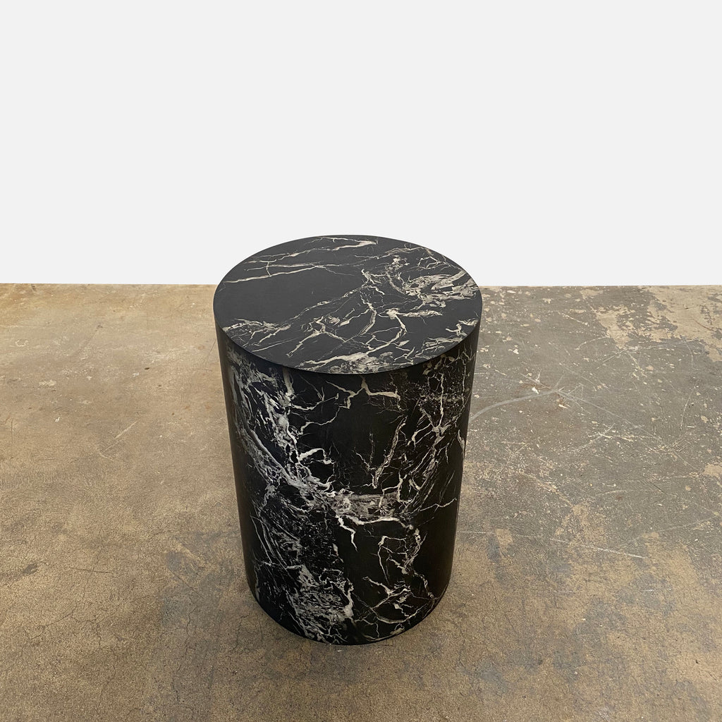 Pedestal/Side Table with Painted Marble Finish, Side Table - Modern Resale
