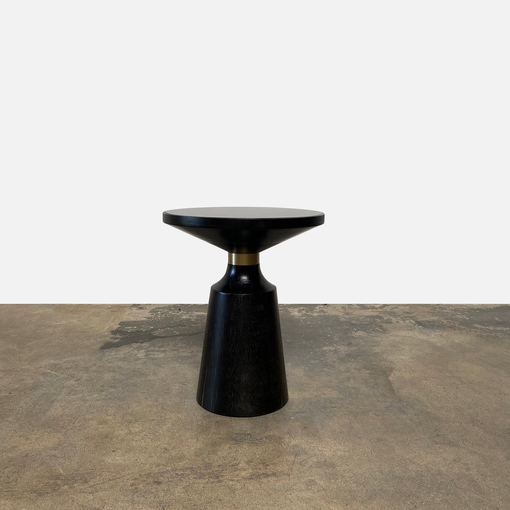 Black Wood and Brushed Gold Side Tables, Side Table - Modern Resale
