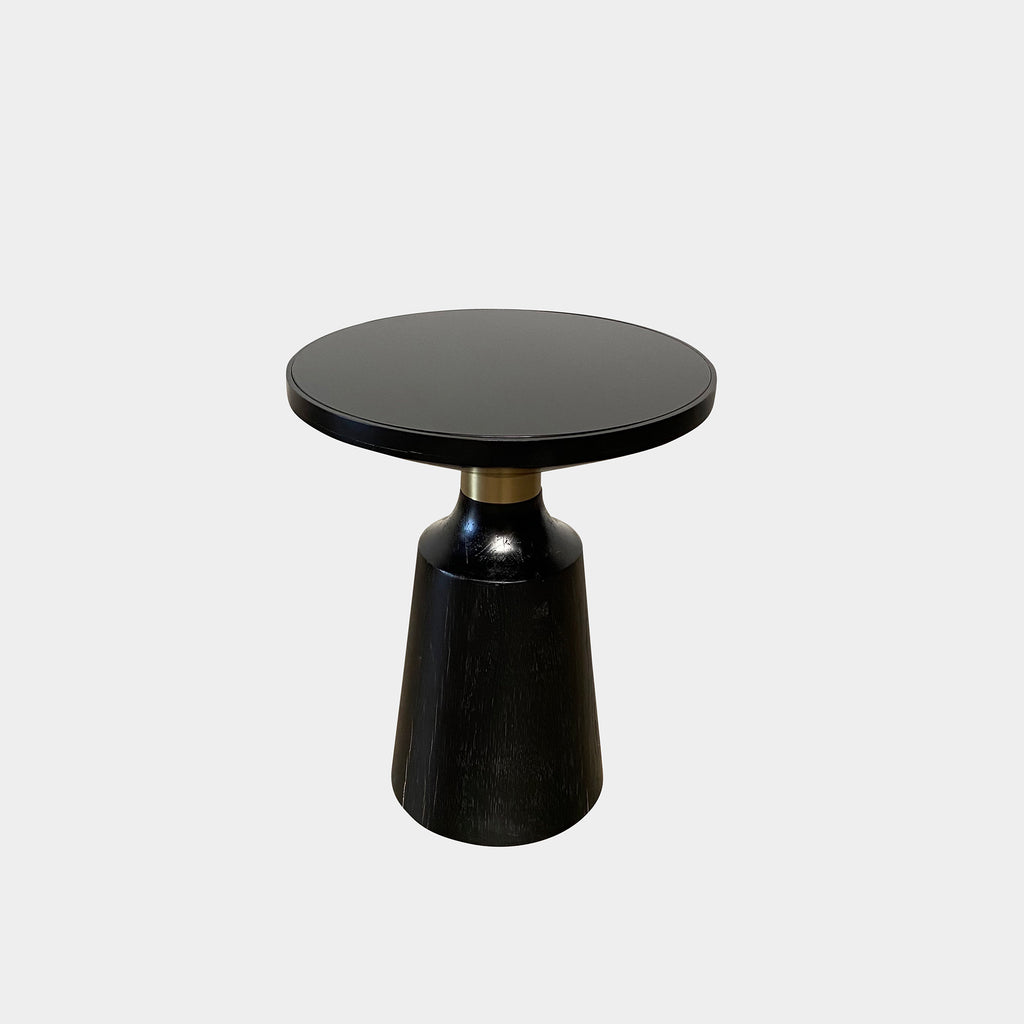 Black Wood and Brushed Gold Side Tables, Side Table - Modern Resale