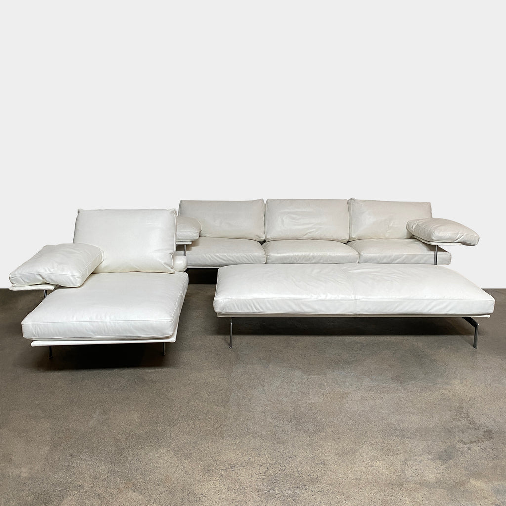 Diesis White Leather Sofa, Sofa - Modern Resale