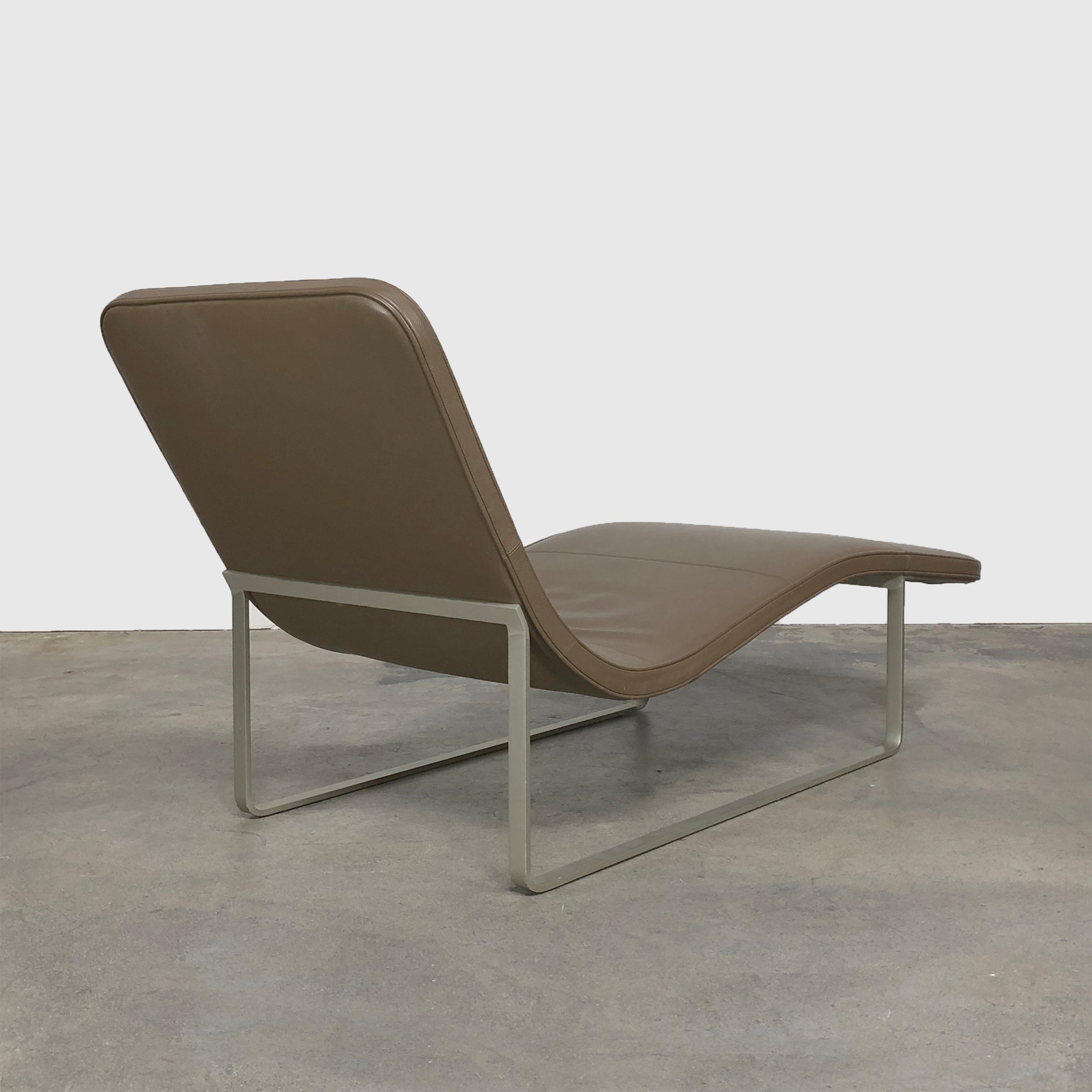 B&B Italia 'Landscape' Brown & Beige Leather Chaise Lounge by